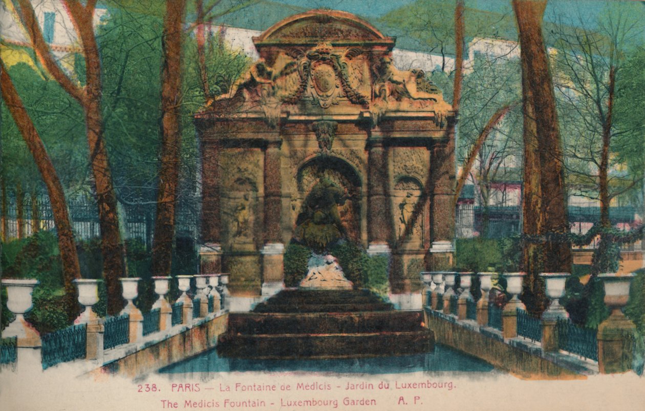 نافورة ميديشي - حديقة حديقة لوكسمبورغ ، باريس ، c1920 بواسطة غير معروف