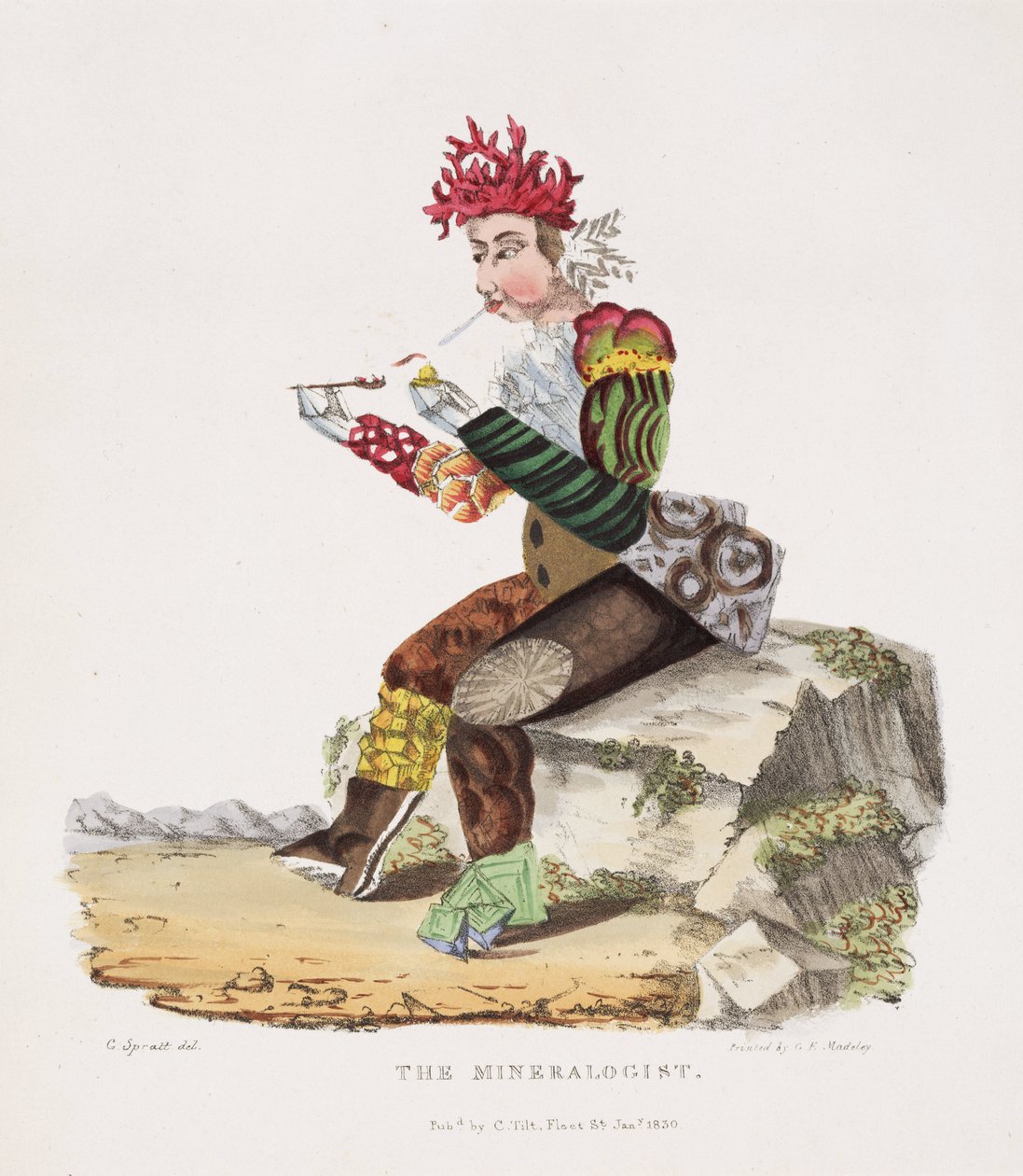 "The Minerologist" ، مائي ملون يدويًا بواسطة غير معروف