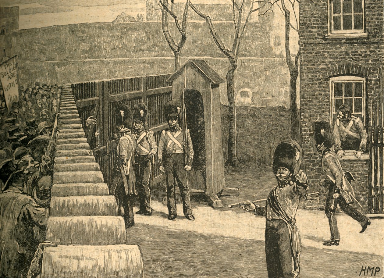 غوغاء أهل سبينس يستدعون برج لندن ، 1816 م 1890. بواسطة غير معروف