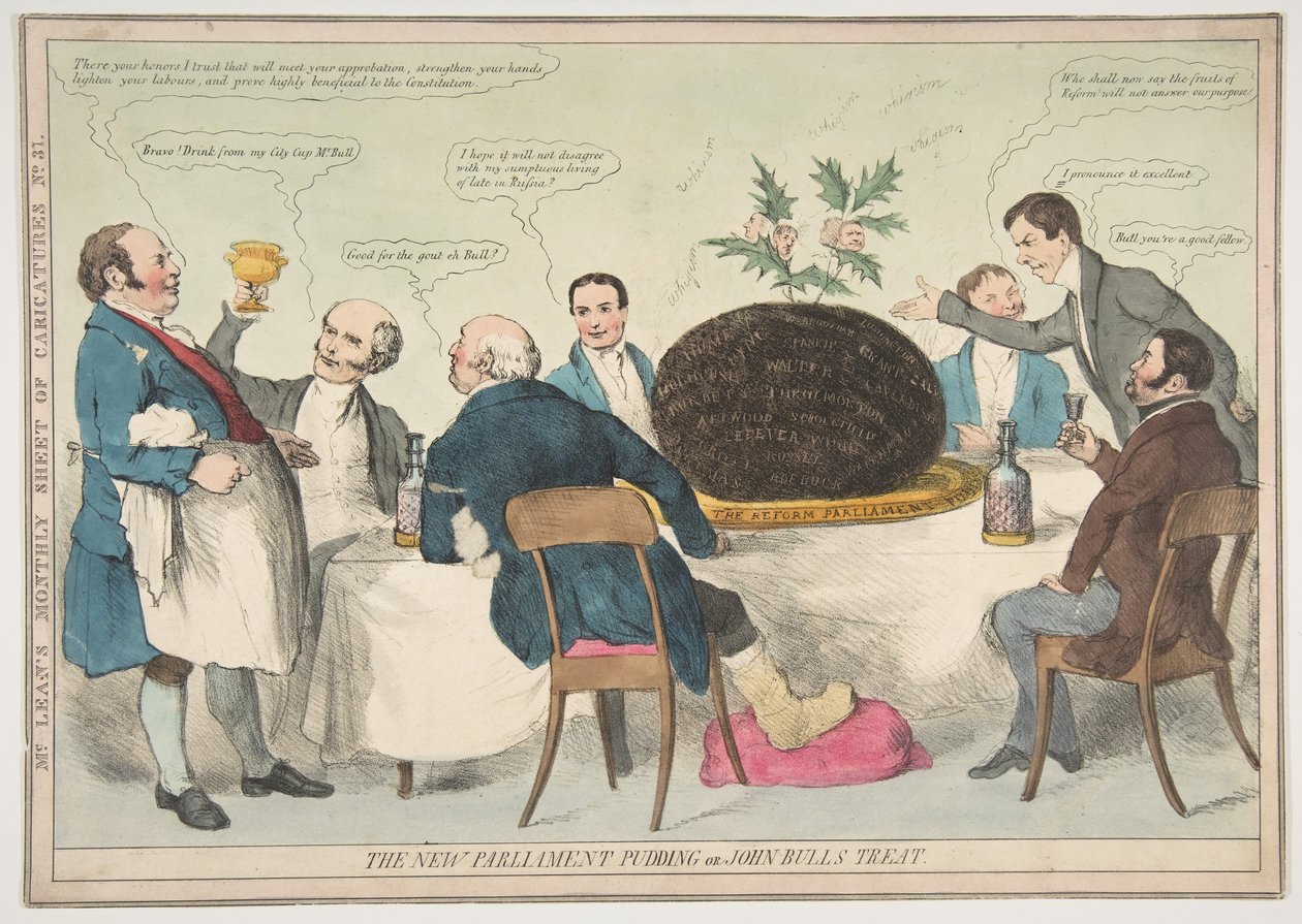 بودنغ البرلمان الجديد أو علاج جون بولز ، كاليفورنيا. 1832. بواسطة غير معروف