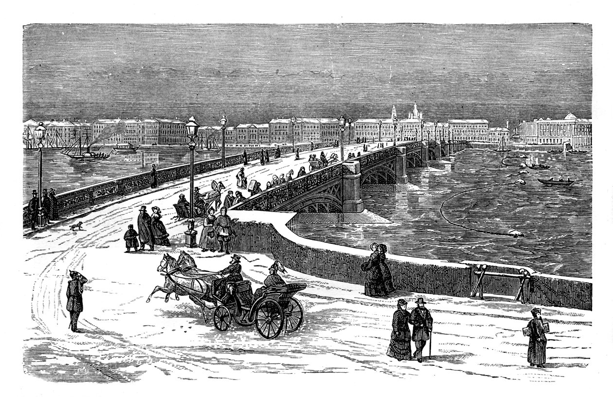 جسر نيكولاي عبر نهر نيفا ، سان بطرسبرج ، روسيا ، c1888 بواسطة غير معروف