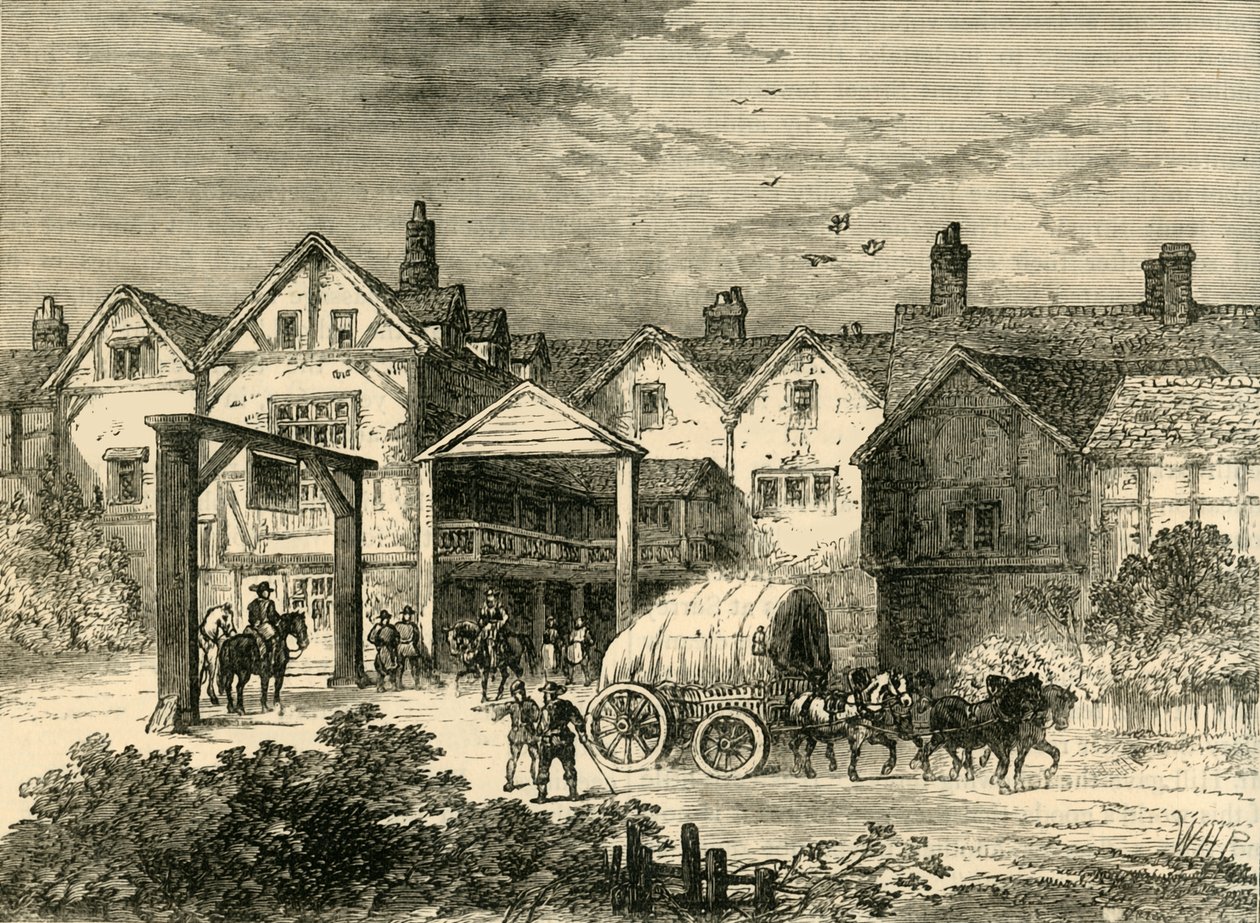 The Old Tabard Inn ، في القرن السابع عشر ، c1878. بواسطة غير معروف