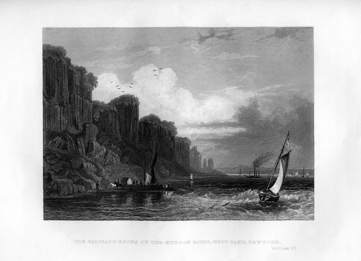 صخور Palisade على نهر هدسون ، الضفة الغربية ، نيويورك ، 1855 بواسطة غير معروف
