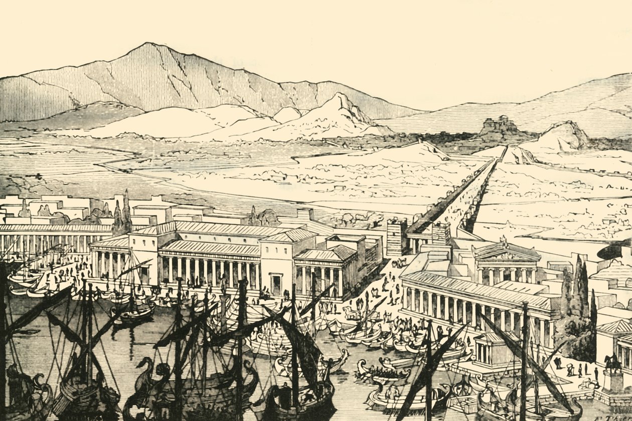 بيريوس مع الجدران الطويلة ، تم ترميمه ، 1890. بواسطة غير معروف