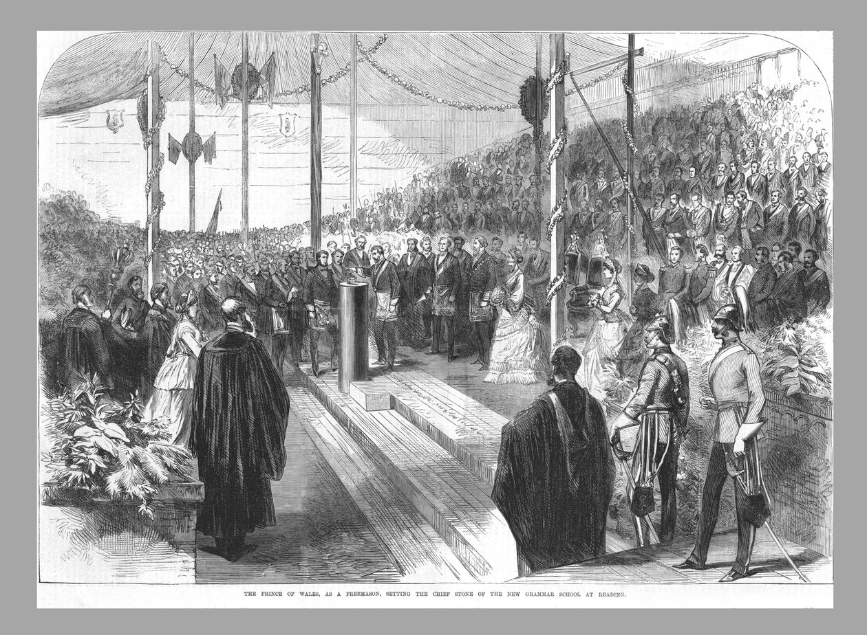 أمير ويلز يضع حجر الأساس في مدرسة القواعد الجديدة في ريدينج ، 1870 بواسطة غير معروف