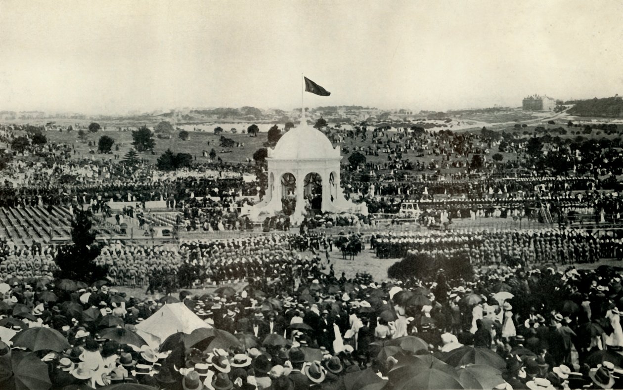 إعلان كومنولث أستراليا في سيدني في الأول من يناير عام 1901 م عام 1930. بواسطة غير معروف