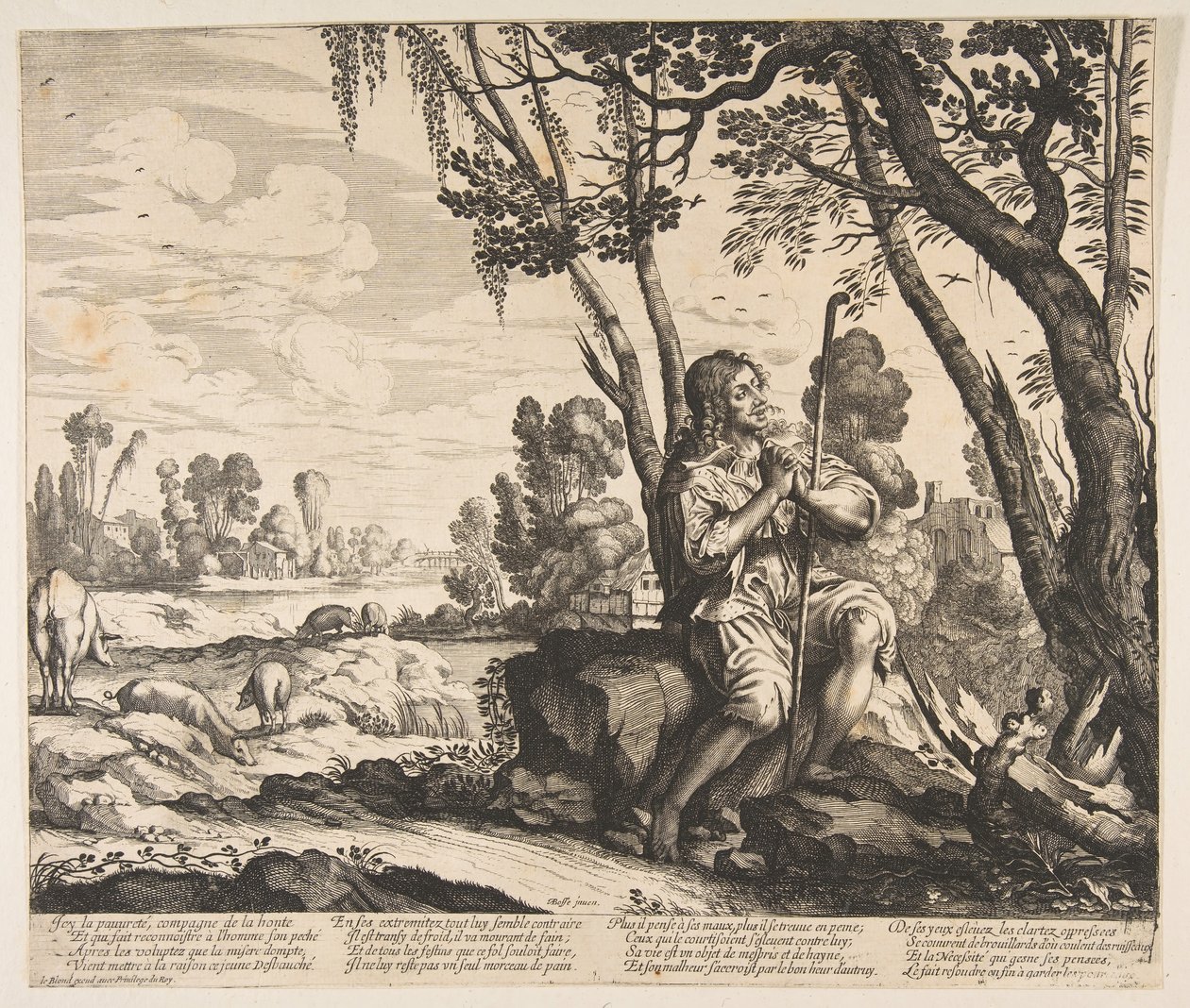 الابن الضال حراسة الخنازير ، كاليفورنيا. 1636. بواسطة غير معروف
