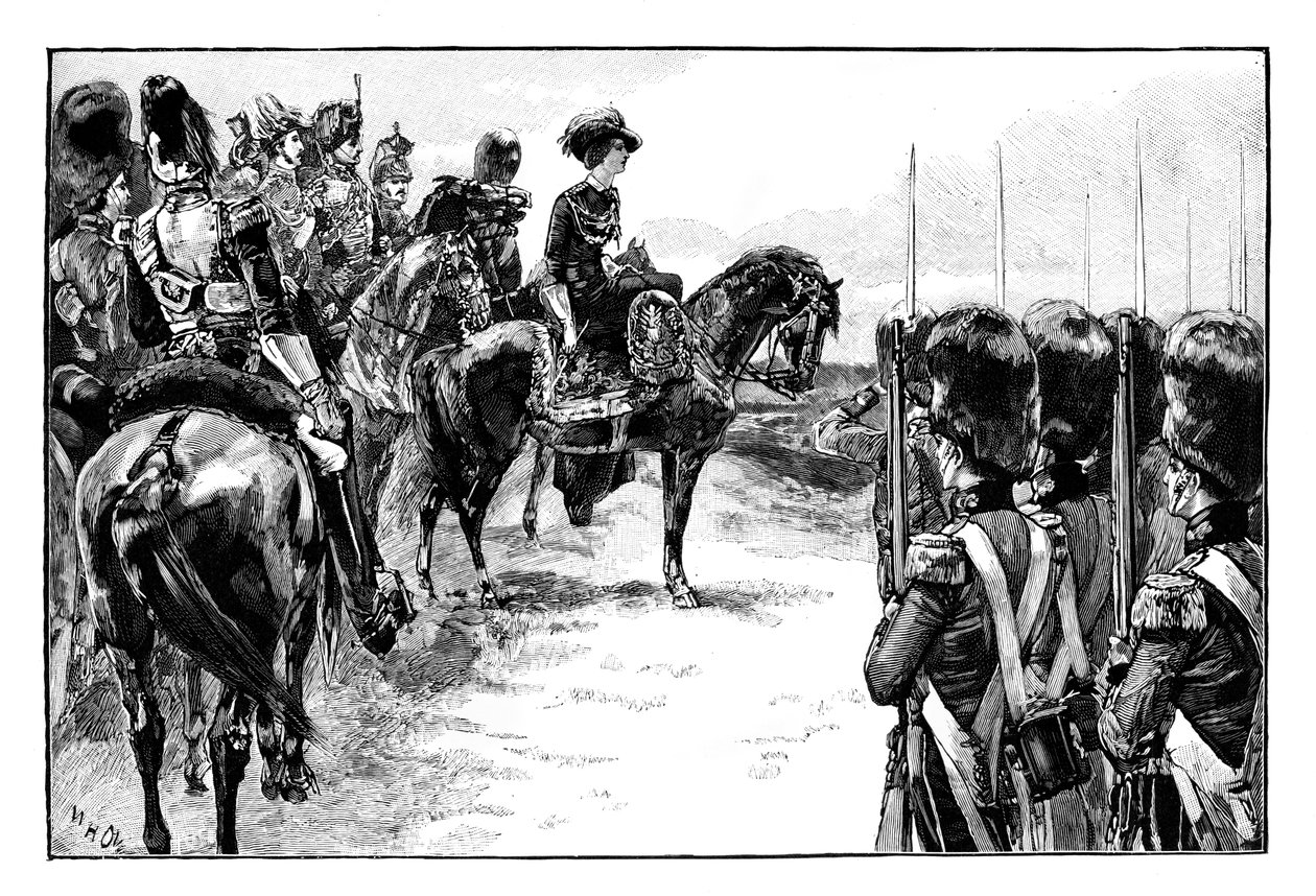 الملكة في معسكر تشوبهام ، ساري ، 1853 ، 1888 بواسطة غير معروف