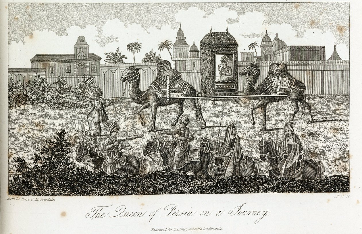 ملكة فارس محمولة على الجمال ، 1810-1829 بواسطة غير معروف