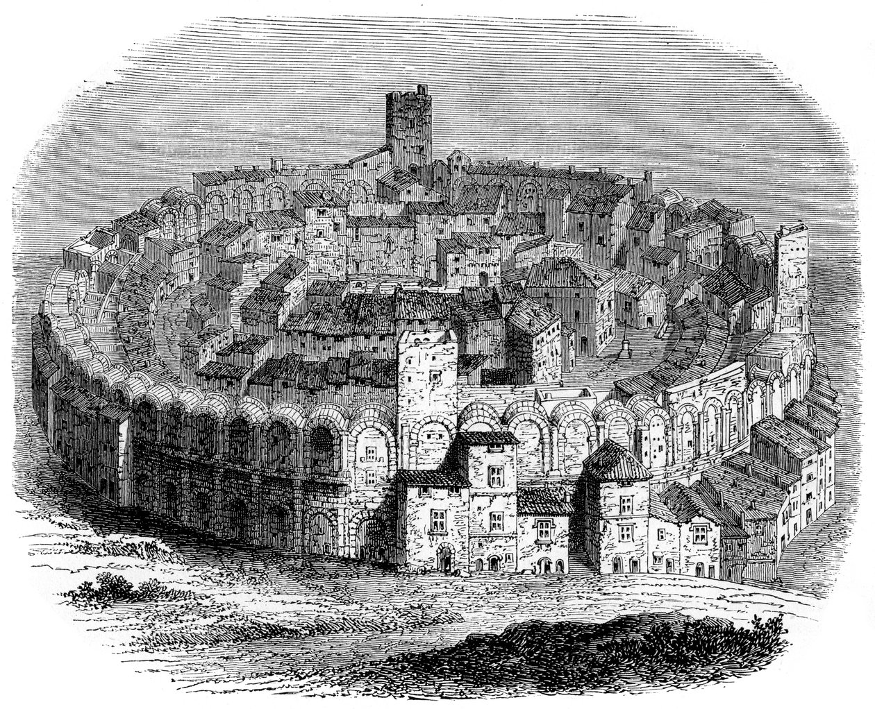 الساحة الرومانية في آرل ، بروفانس ، فرنسا ، في 1666 1882-1884 بواسطة غير معروف