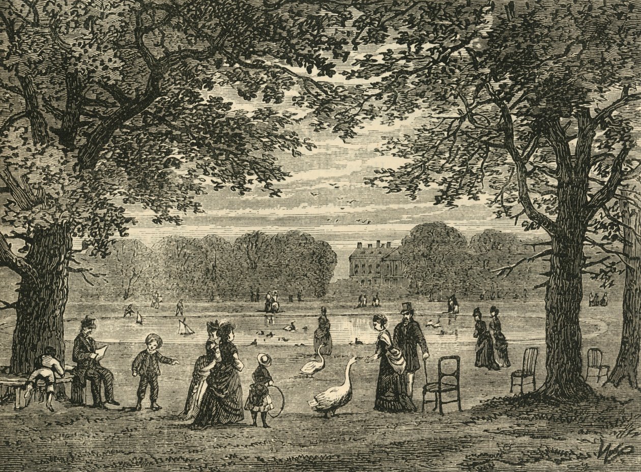 بركة مستديرة ، حدائق كنسينغتون ، c1876. بواسطة غير معروف