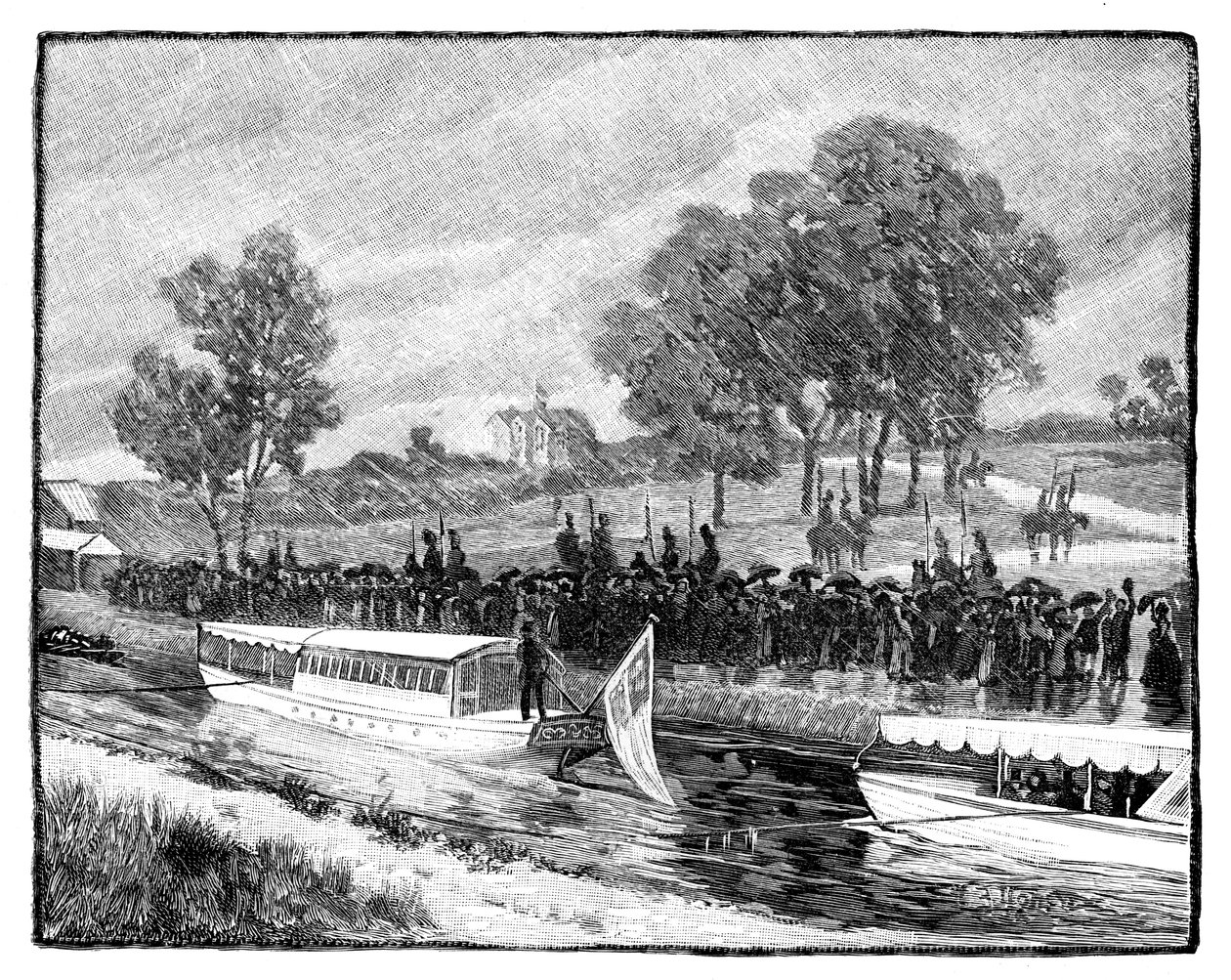 الزيارة الملكية لورسلي هول ، بارجة الدولة على قناة بريدجووتر ، 1851 ، 1888 بواسطة غير معروف