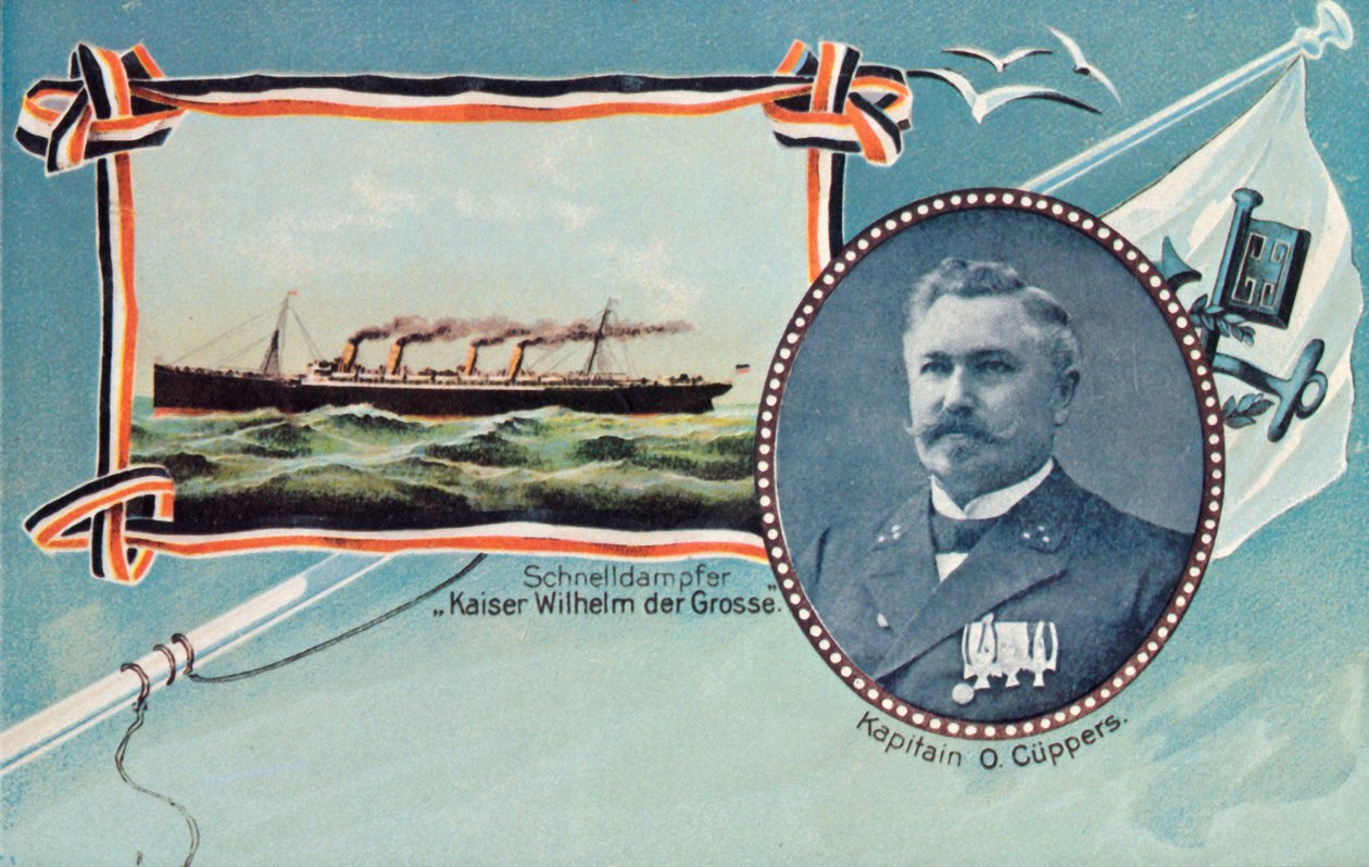 SS Kaiser Wilhelm der Grosse والنقيب Otto Cuppers ، c1905. بواسطة غير معروف