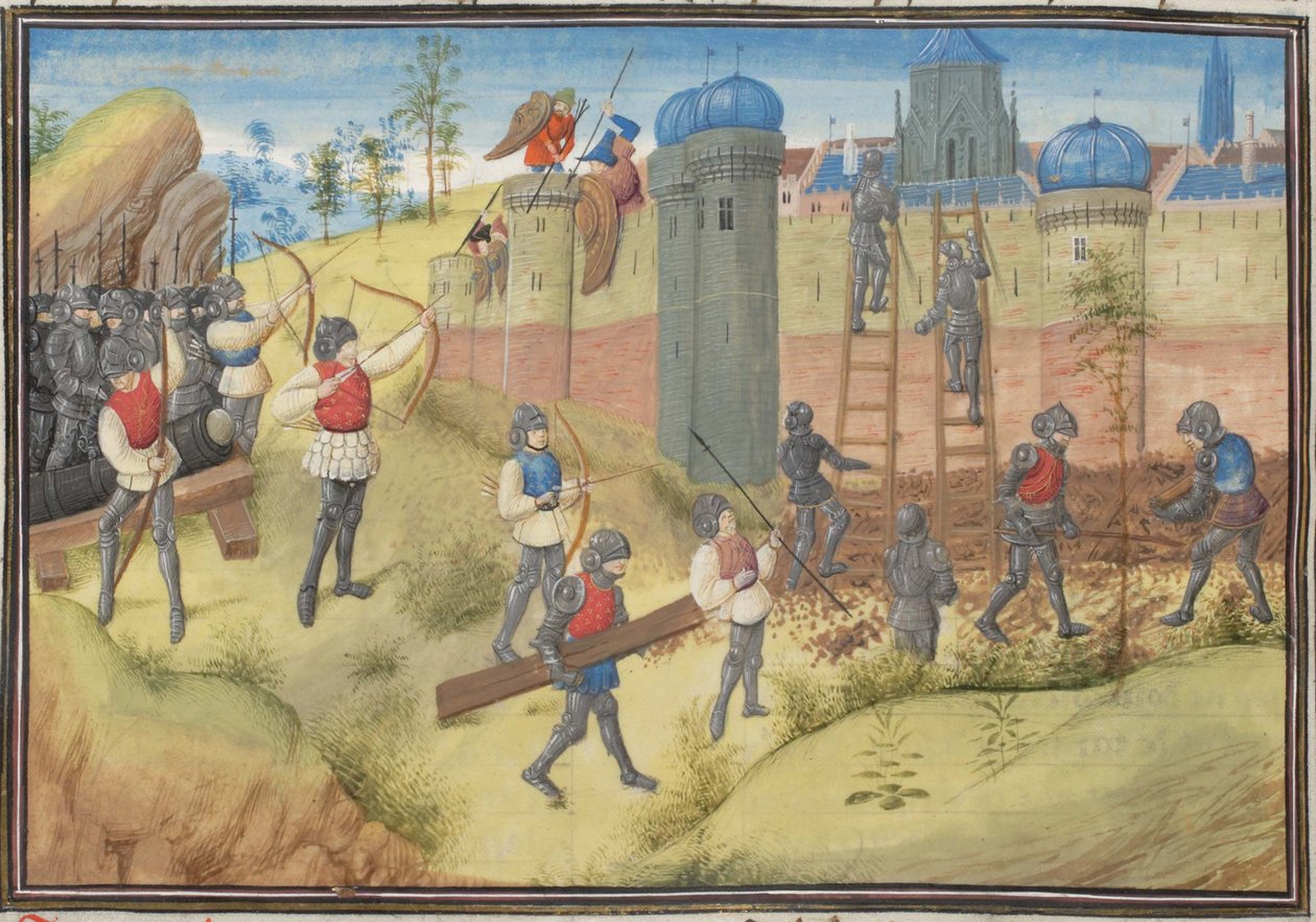 حصار القدس ، 1099. صورة مصغرة من الهستوريا بقلم ويليام صور ، 1460 بواسطة غير معروف