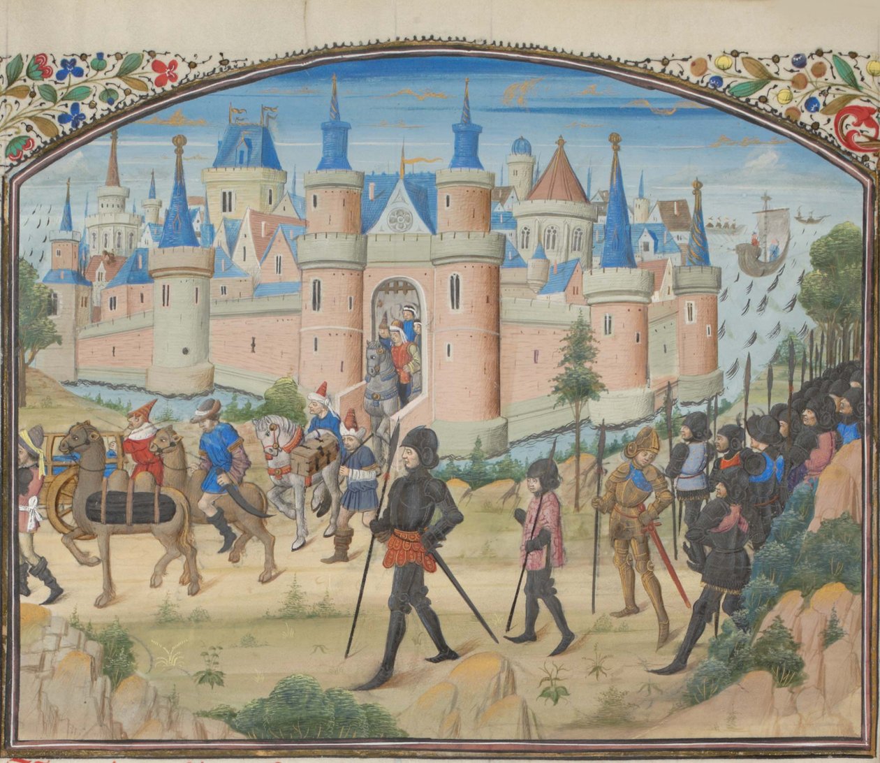 حصار صور ، 1124. صورة مصغرة من الهستوريا بواسطة ويليام صور ، 1460 بواسطة غير معروف