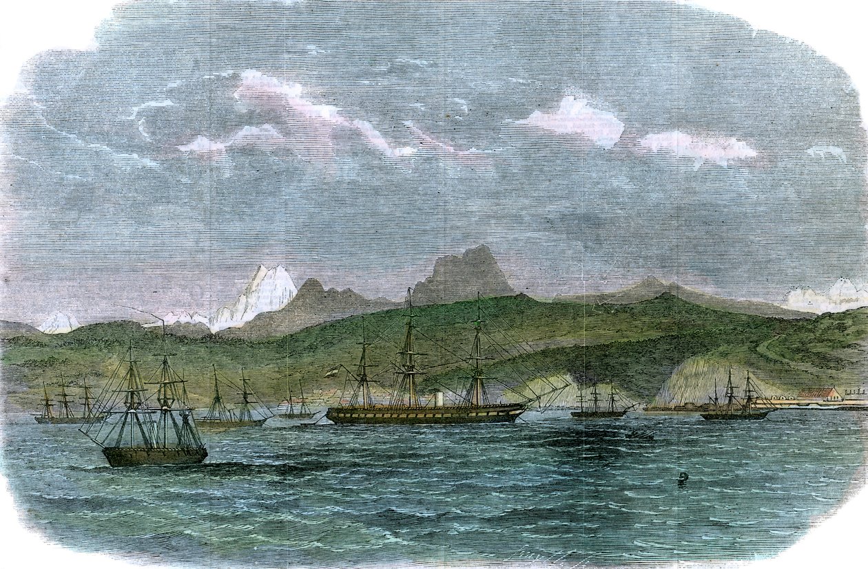 سرب الحصار الإسباني في فالبارايسو ، تشيلي ، c1880 بواسطة غير معروف