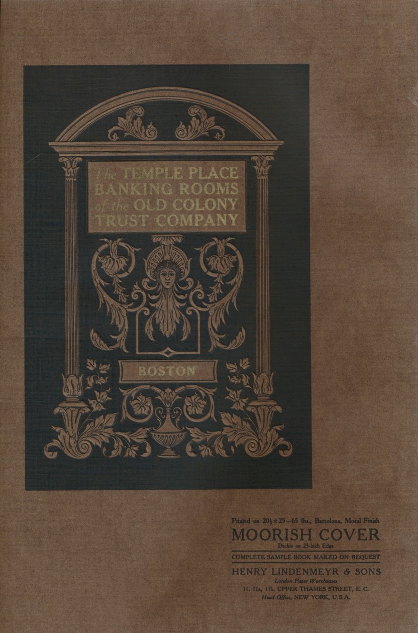 غرف تيمبل بليس المصرفية الخاصة بشركة Old Colony Trust Company - Moorish Cover ، 1909. بواسطة غير معروف