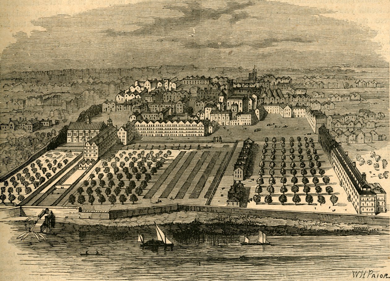 المعبد عام 1671. من منظور قديم للطيور في المعبد الداخلي ، 1897. بواسطة غير معروف