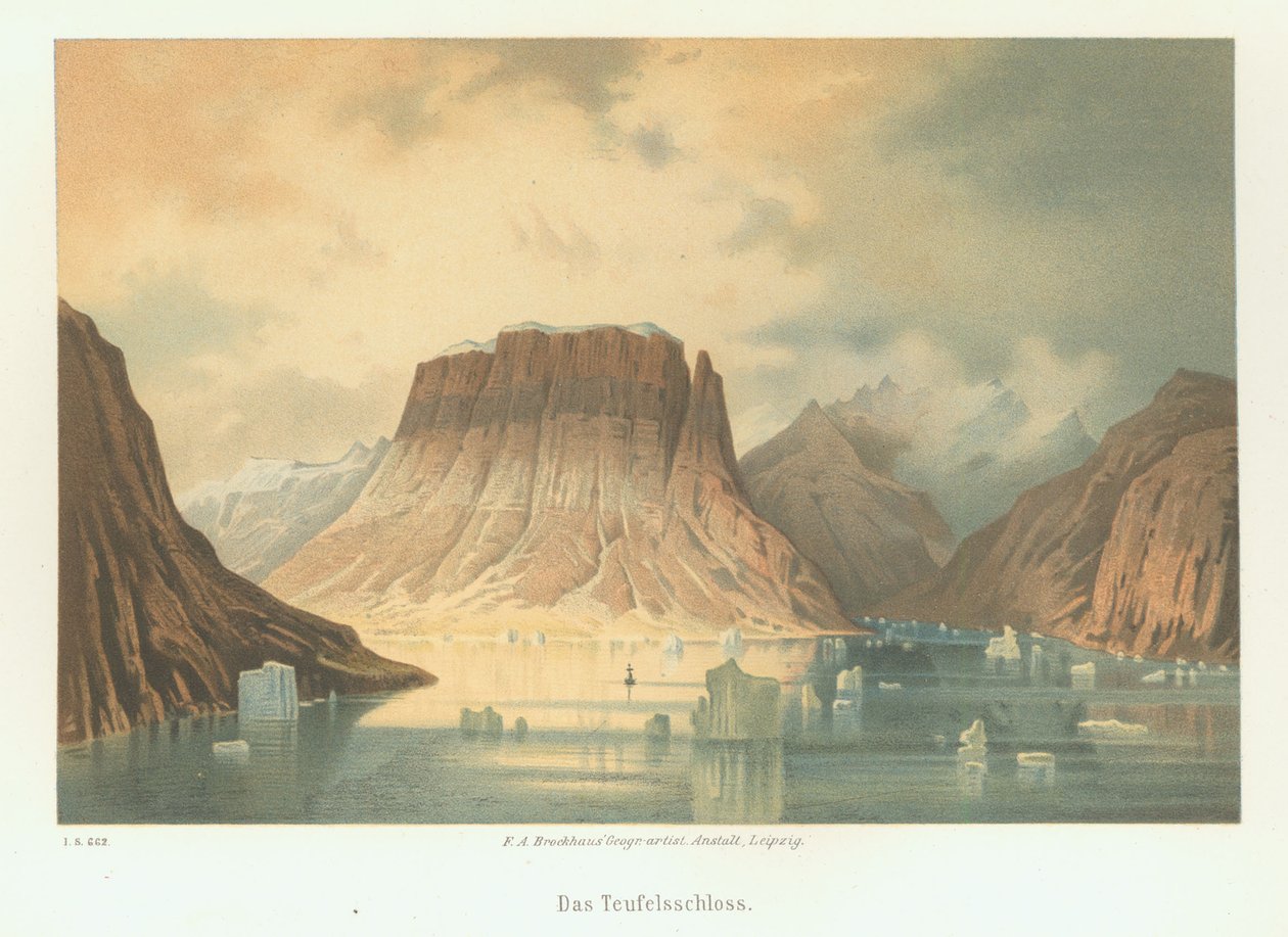 The Teufelsschloss in Kejser Franz Joseph Fjord. رحلة القطب الشمالي الألمانية الثانية إلى القطب الشمالي بواسطة غير معروف