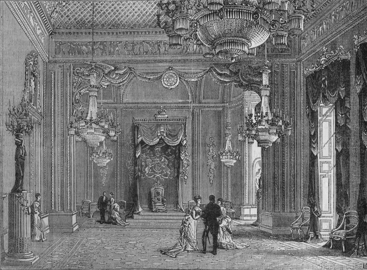 غرفة العرش ، قصر باكنغهام ، وستمنستر ، لندن ، c1875 1878 بواسطة غير معروف