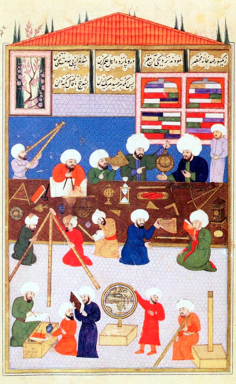 عالم الفلك التركي تقي الدين في مرصده بغالاتا باسطنبول عام 1581 بواسطة غير معروف