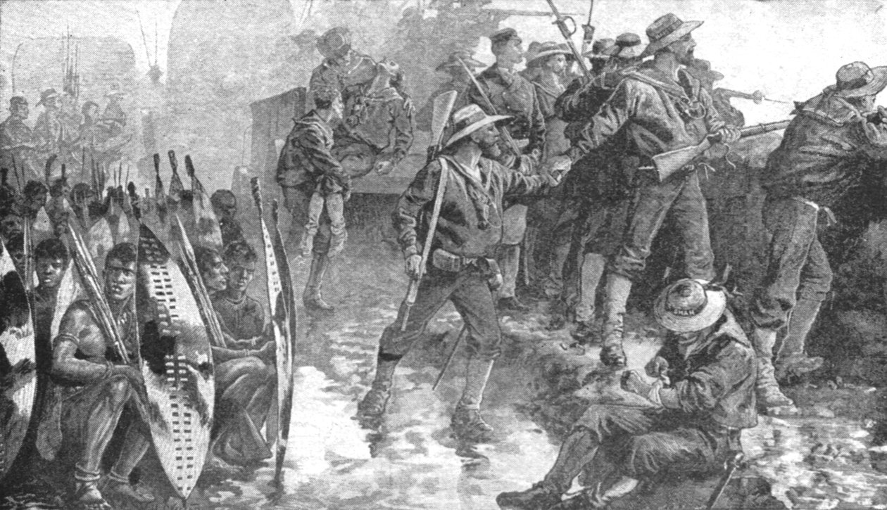 حرب الزولو ، 1879: رجال إتش إم إس شاه داخل اللاجر في جينجيلوفو ، 1901. بواسطة غير معروف