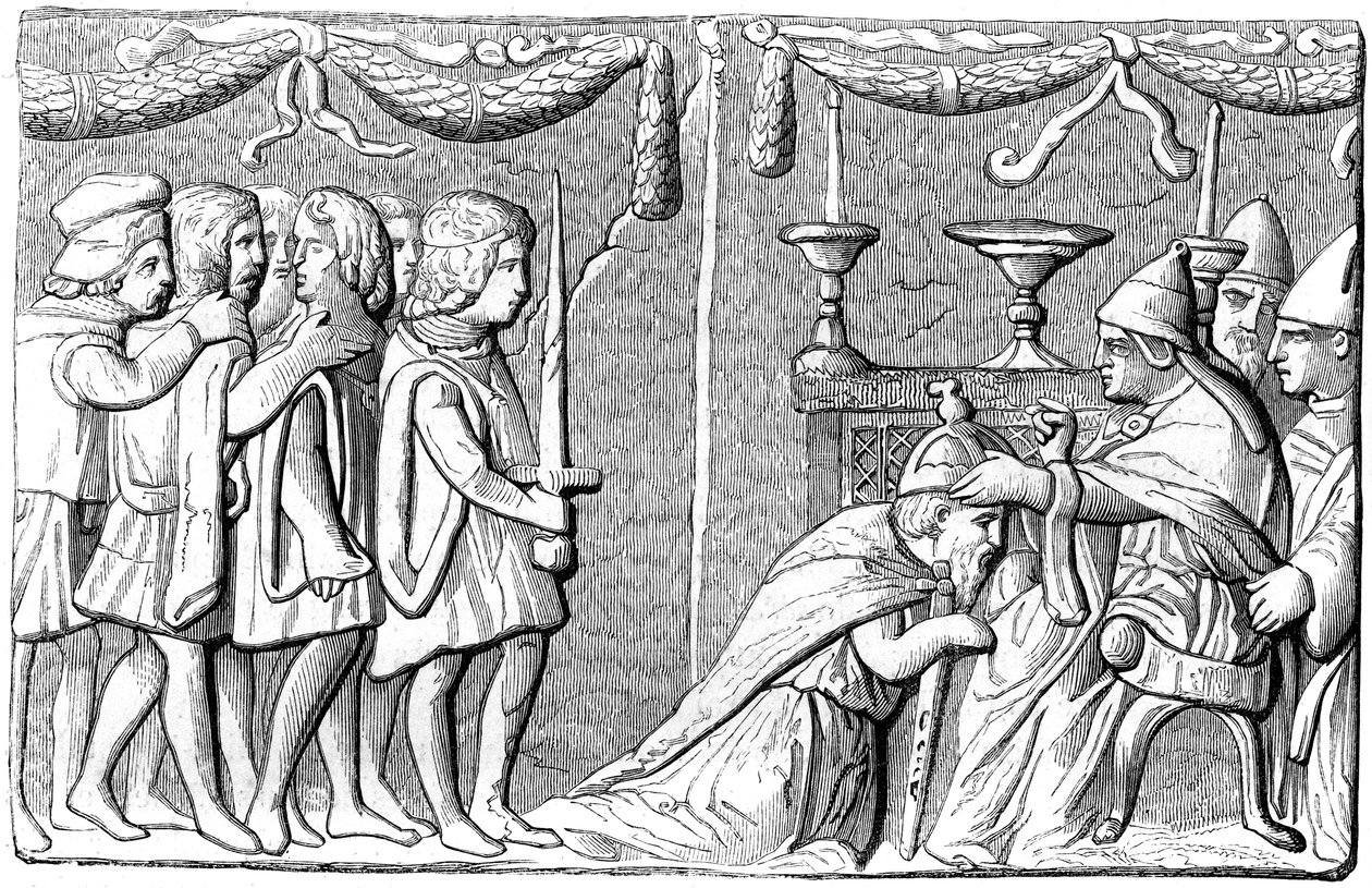 تتويج الإمبراطور سيجيسموند 1368-1437 بواسطة البابا يوجين الرابع ، القرن الخامس عشر 1849 بواسطة غير معروف