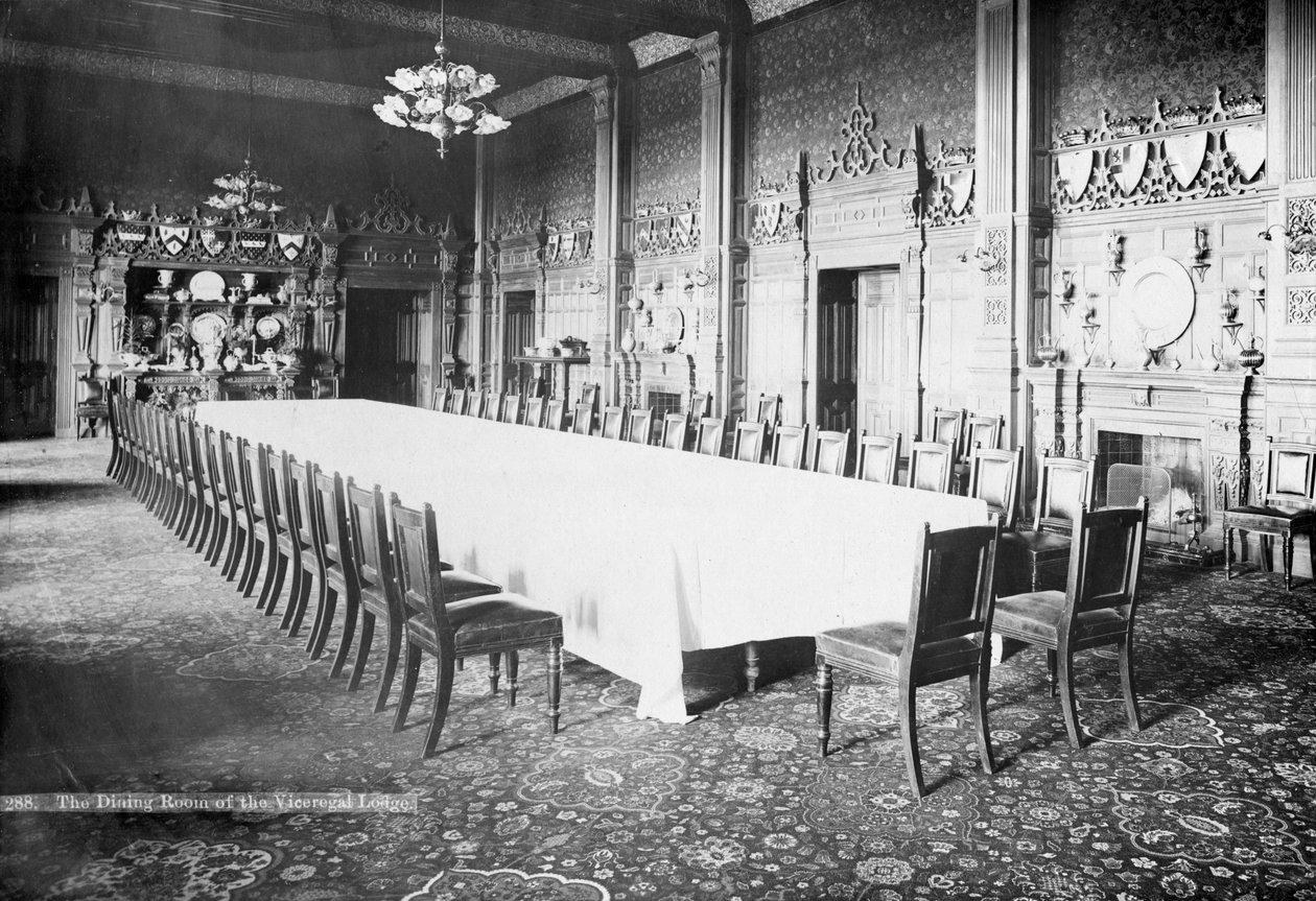 غرفة الطعام ، Viceregal Lodge ، الهند ، القرن العشرين بواسطة غير معروف