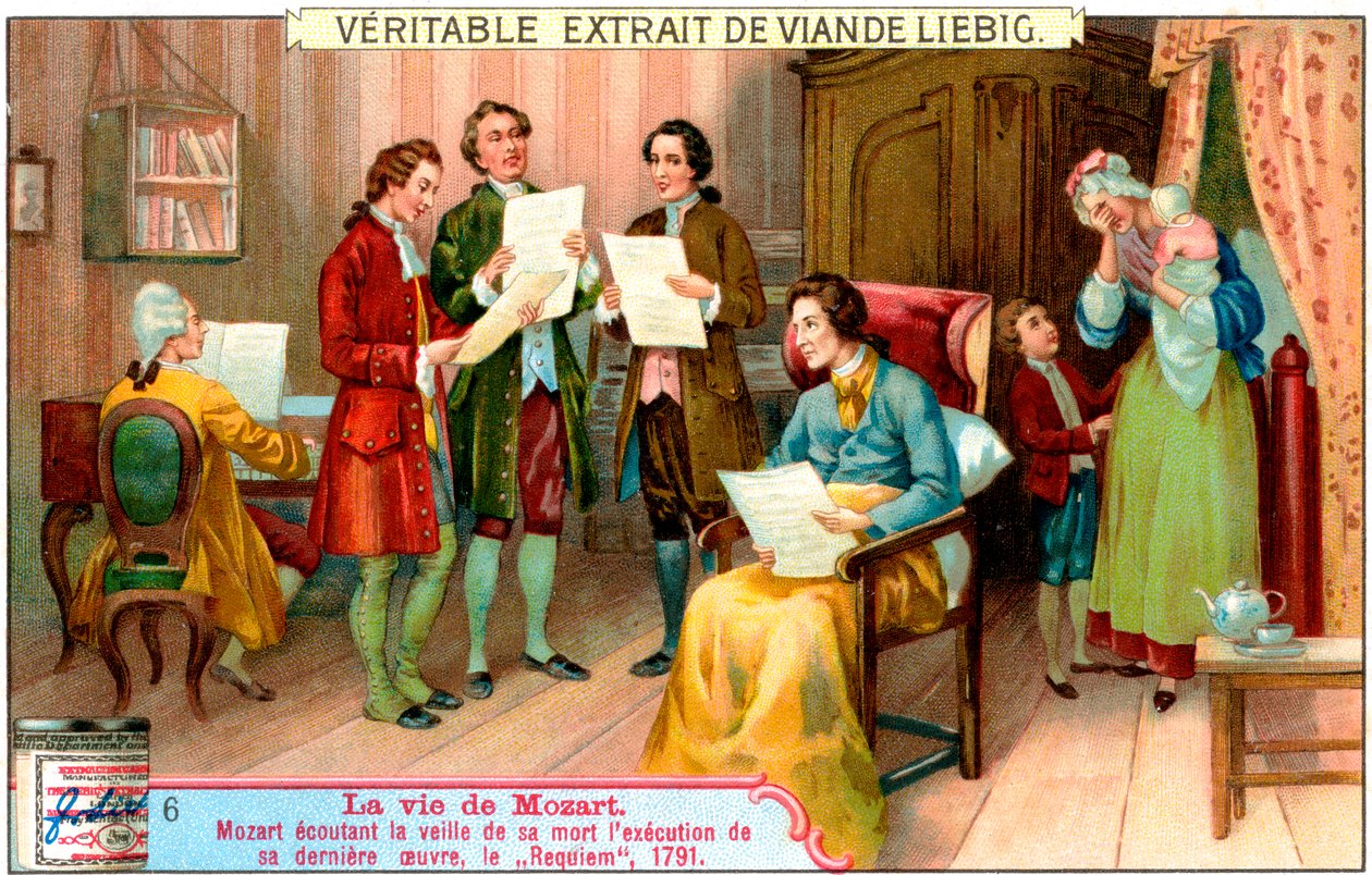 موت موتسارت يستمع إلى أداء قداسه ، 1791 ، ج 1900 بواسطة غير معروف