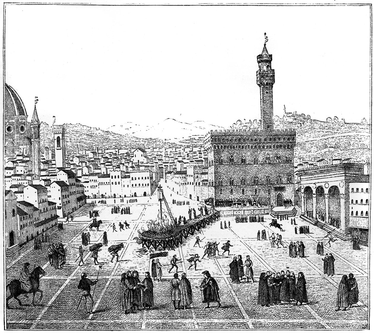 إعدام جيرولامو سافونارولا في ساحة ديلا سيجنوريا ، فلورنسا ، 1882 بواسطة غير معروف