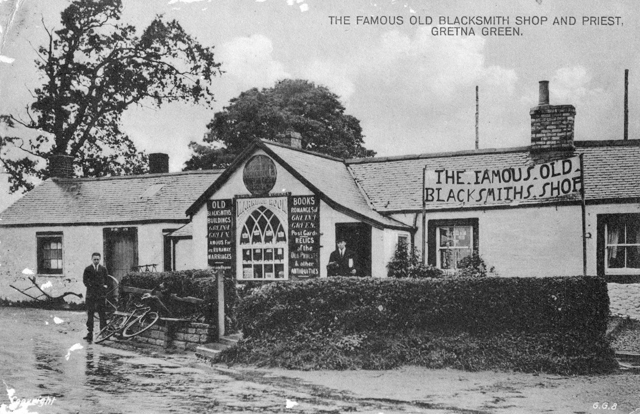 متجر الحدادين القديم الشهير ، Gretna Green ، Dumfriesshire ، اسكتلندا ، القرن العشرين بواسطة غير معروف
