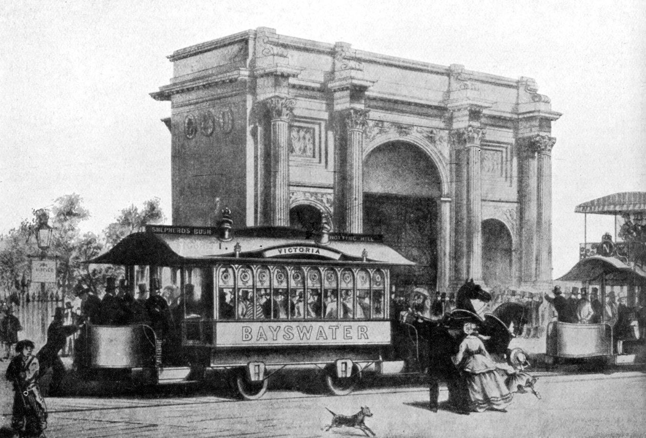 أول ترام في لندن عام 1861 م 1920 بواسطة غير معروف