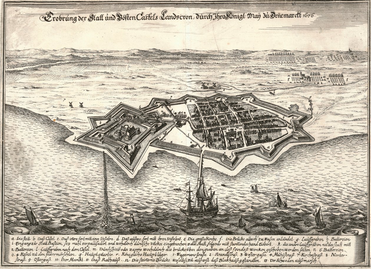 تحصينات لاندسكرونا ، السويد ، التي استولى عليها الدنماركيون في حرب سكانيا ، 1676 بواسطة غير معروف