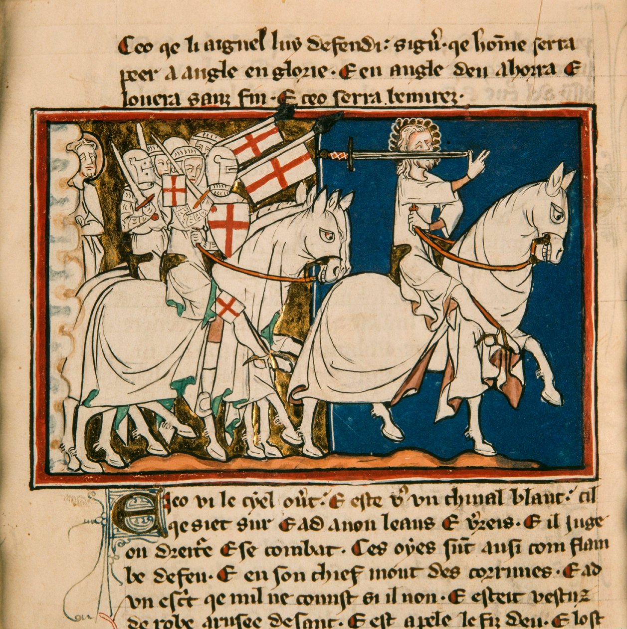 الملك العظيم على حصان أبيض. صورة مصغرة من: Apocalypse de Saint Jean، حوالي 1320. بواسطة غير معروف