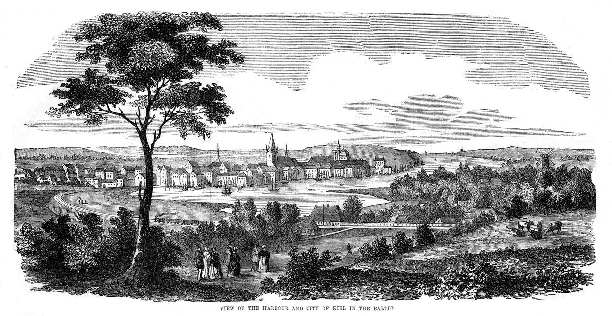 ميناء ومدينة كيل ، شمال ألمانيا ، 1855 بواسطة غير معروف