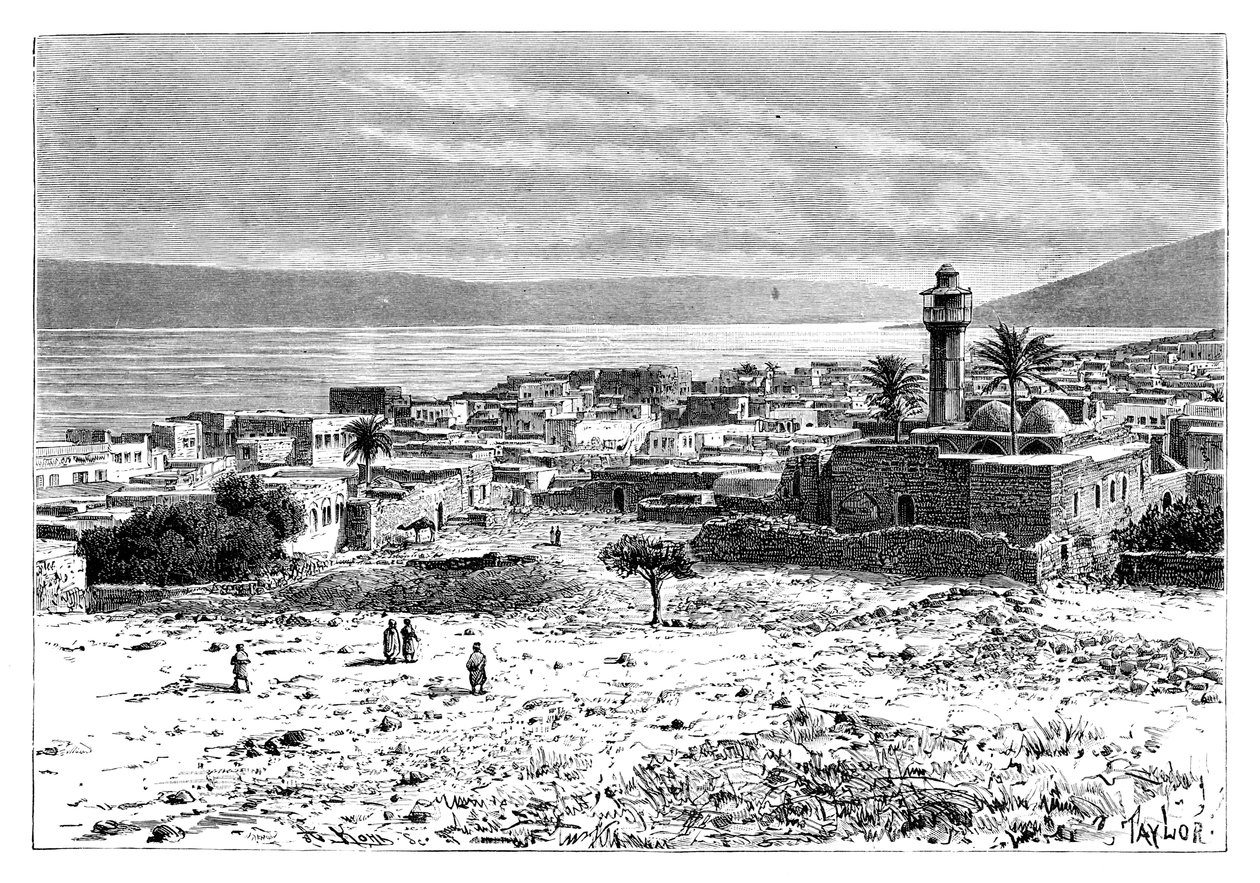 بحيرة ومدينة طبرية ، إسرائيل ، 1895 بواسطة غير معروف