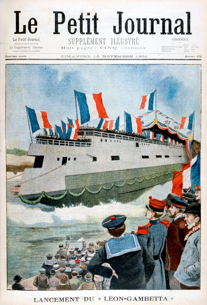 إطلاق الطراد المدرع ليون جامبيتا ، فرنسا ، 1901 بواسطة غير معروف