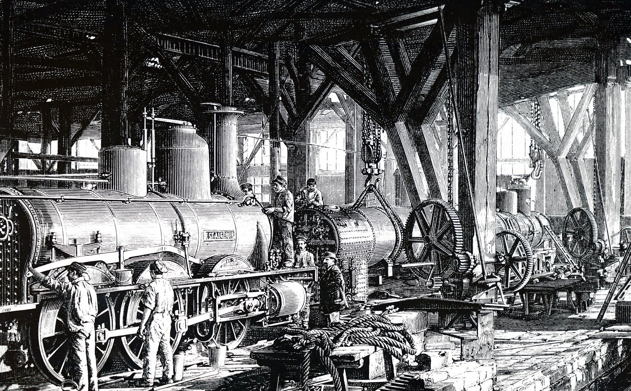 أرضية التصنيع في Societe Alsacienne de Constructions Mecaniques. بواسطة غير معروف