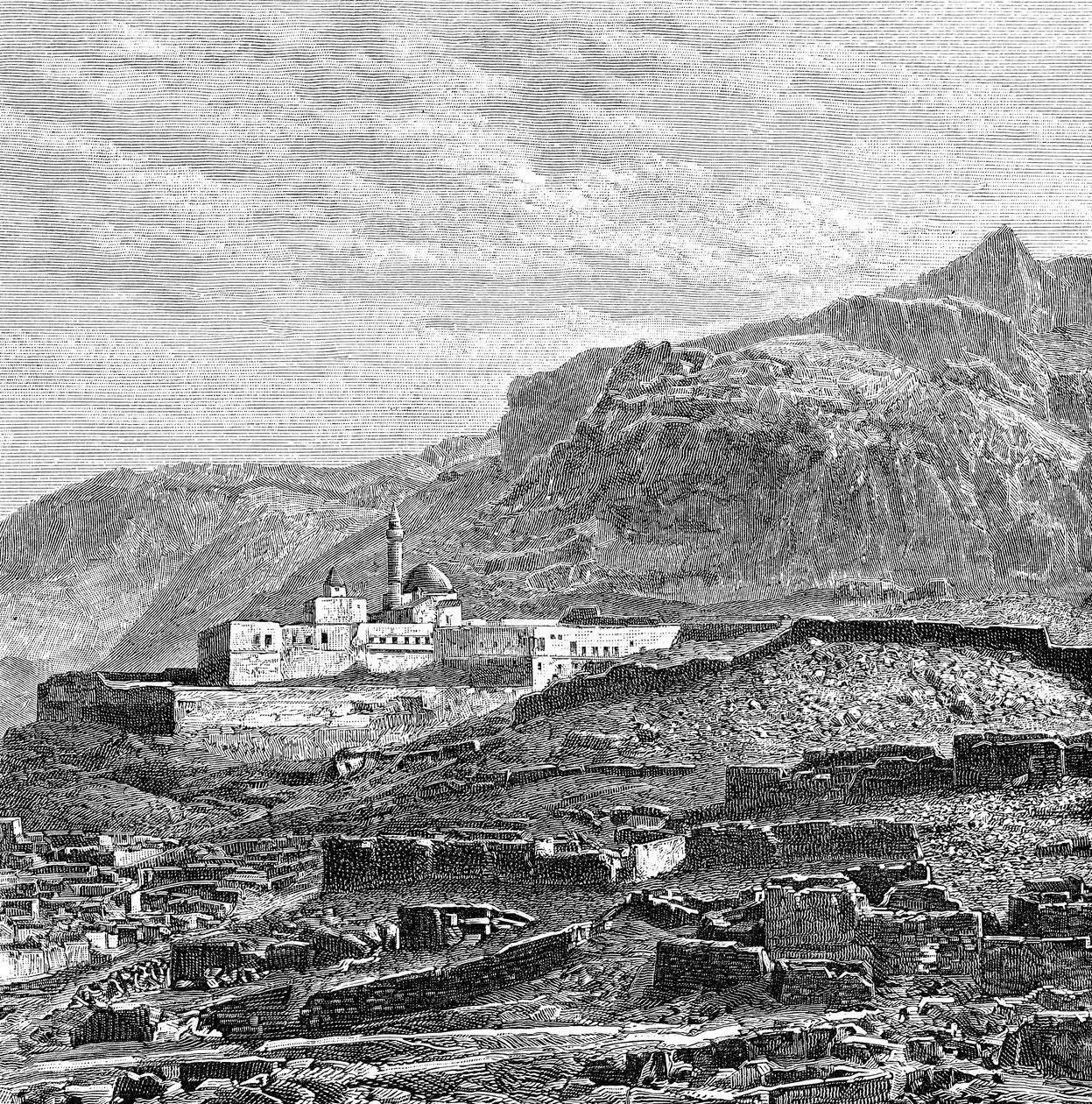 المسجد والربع المدمر من Bayazid Dogubayazit ، تركيا ، 1895 بواسطة غير معروف