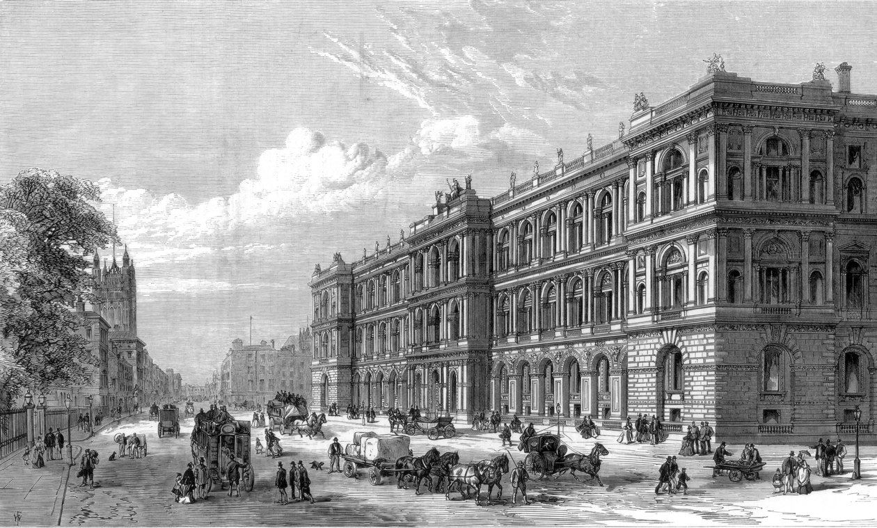 المكاتب المنزلية والاستعمارية الجديدة ، شارع البرلمان ، وستمنستر ، لندن ، 1875 بواسطة غير معروف