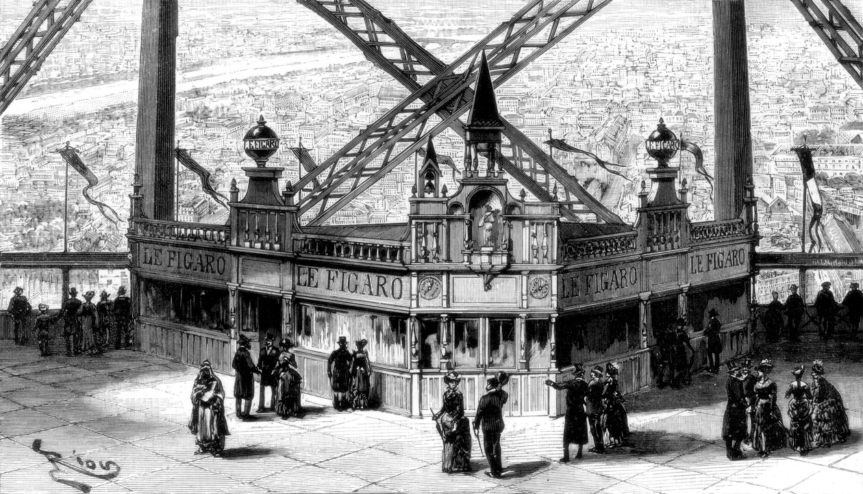 جناح فيجارو ، في الطابق الثاني من برج إيفل ، باريس ، 1889 بواسطة غير معروف