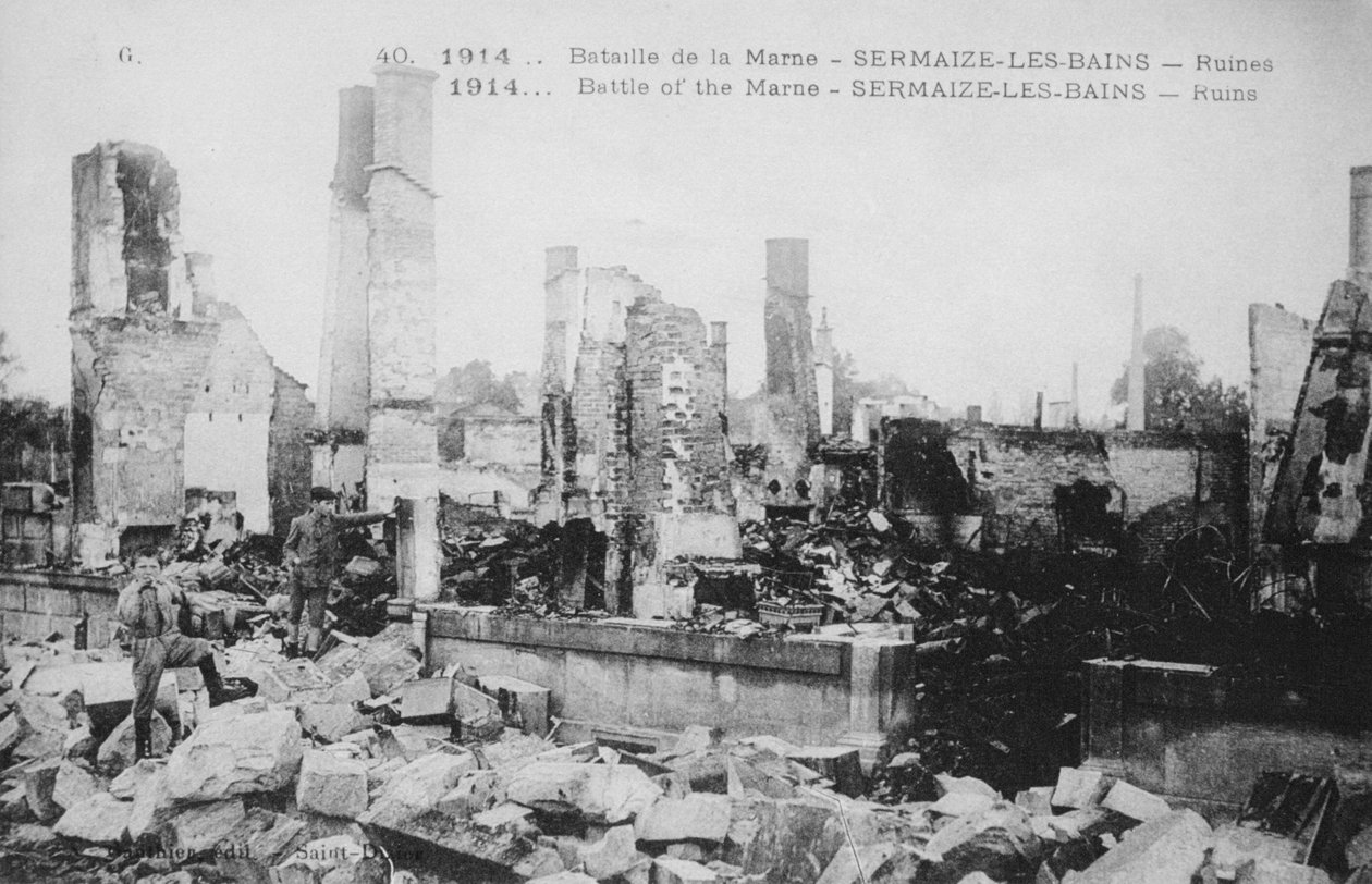 أنقاض Sermaize-Les-Bains ، فرنسا ، معركة المارن ، الحرب العالمية الأولى ، 1914 بواسطة غير معروف