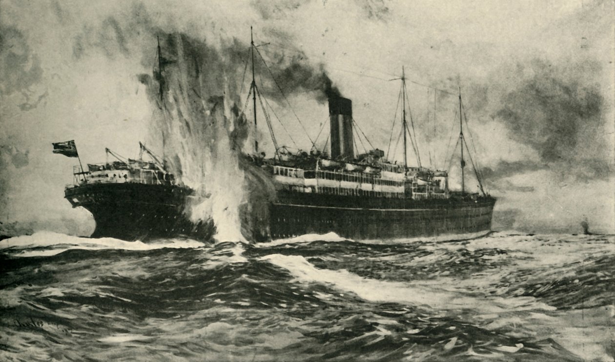 غرق SS العربي ، الحرب العالمية الأولى ، 19 أغسطس 1915 ، c1920. بواسطة غير معروف