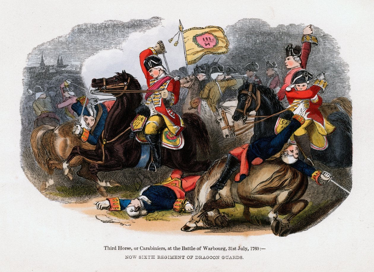 الحصان الثالث ، أو Carabiniers ، في معركة واربورغ ، 31 يوليو 1760 بواسطة غير معروف