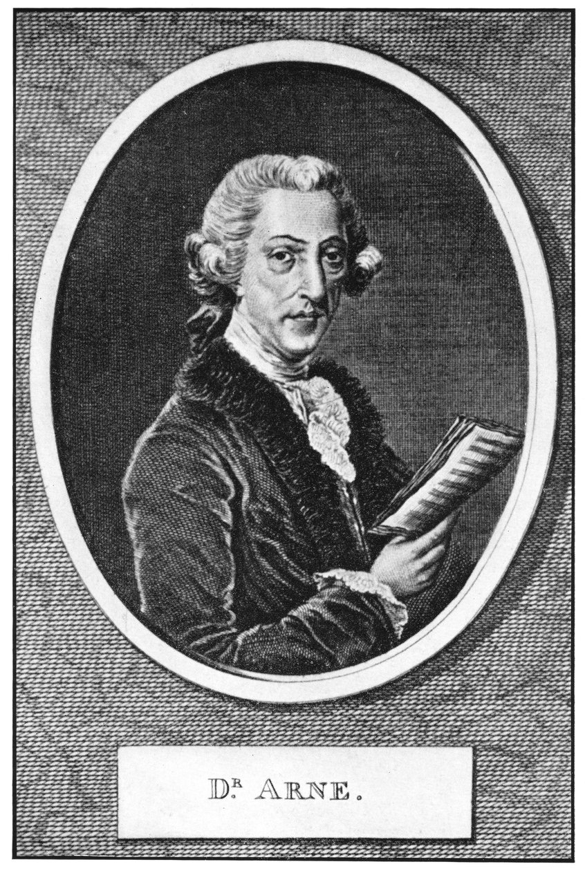 توماس أوغسطين أرني 1710-1778 ، مؤلف إنجليزي بواسطة غير معروف
