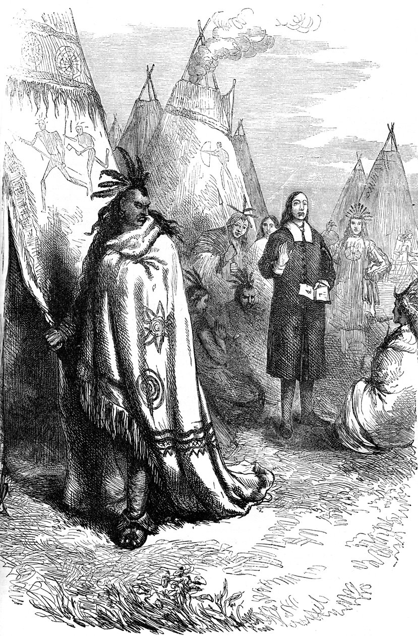 توماس مايهو و Narragansett sachem ، القرن السابع عشر عام 1880 بواسطة غير معروف