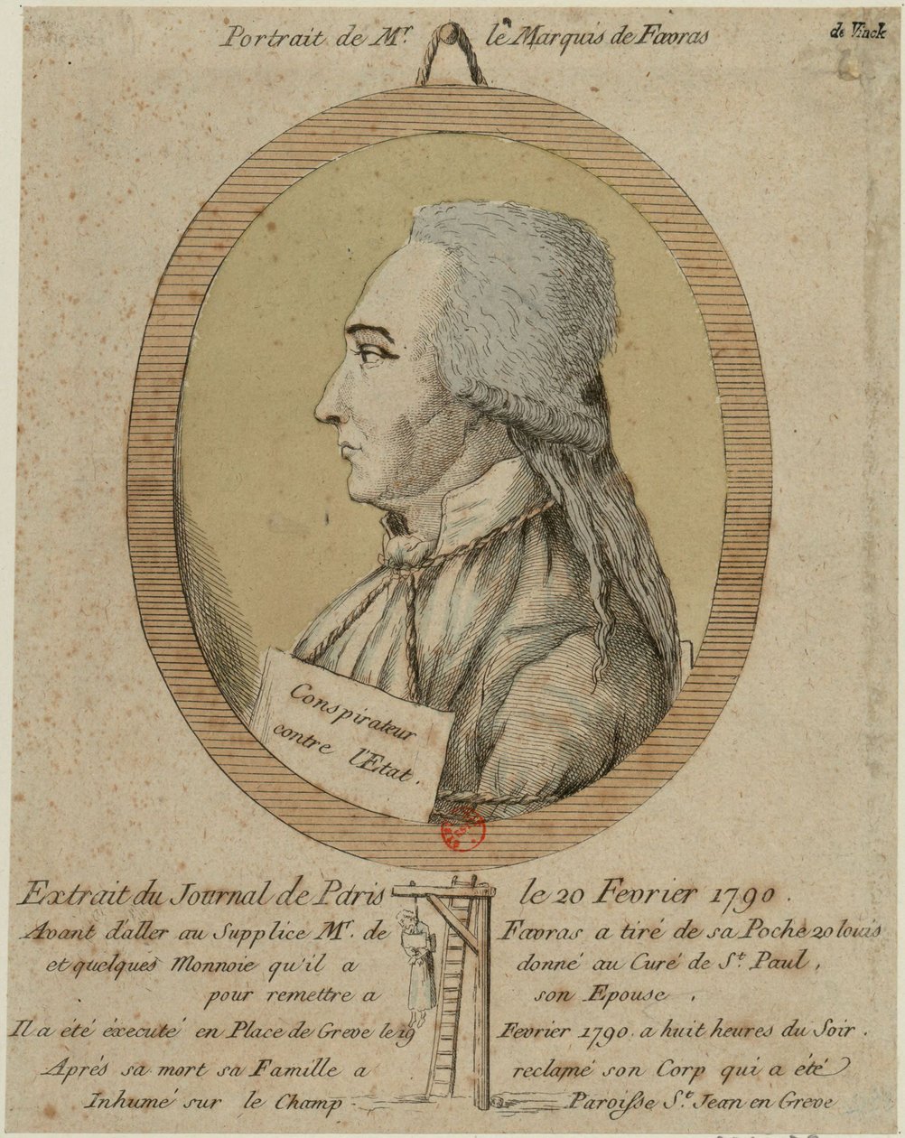 توماس دي ماهي ، ماركيز دي فافراس 1744-1790. من جورنال دو باريس في 20 فبراير 1790 ، 1790. بواسطة غير معروف