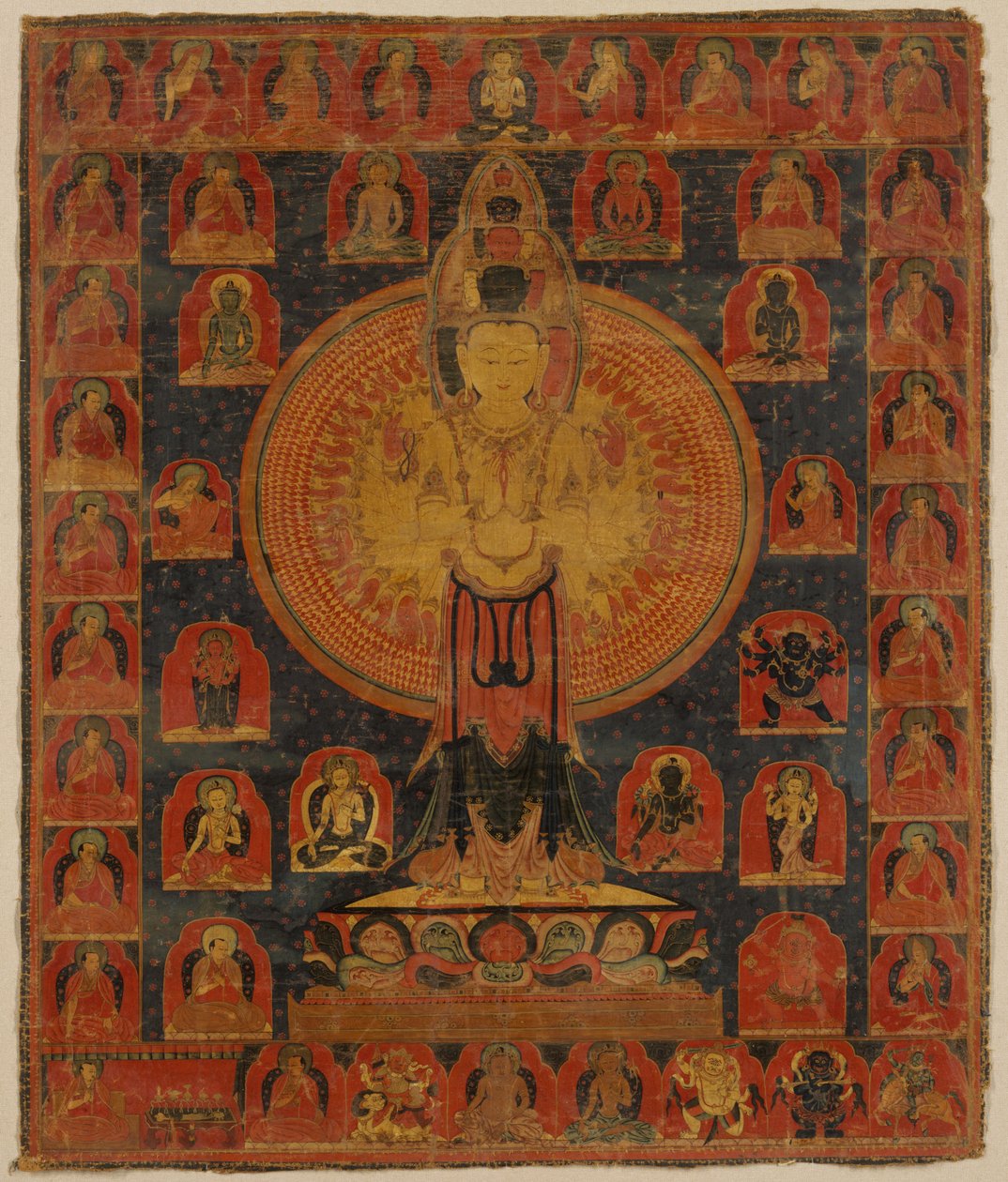 ألف Chenresi المسلحة ألف ، شكل كوني من Bodhisattva Avalokiteshvara ، القرن الرابع عشر. بواسطة غير معروف