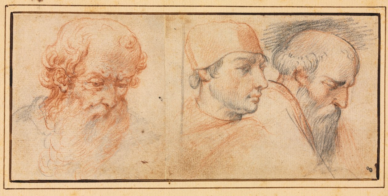 ثلاث دراسات الرأس ، 1600s. بواسطة غير معروف