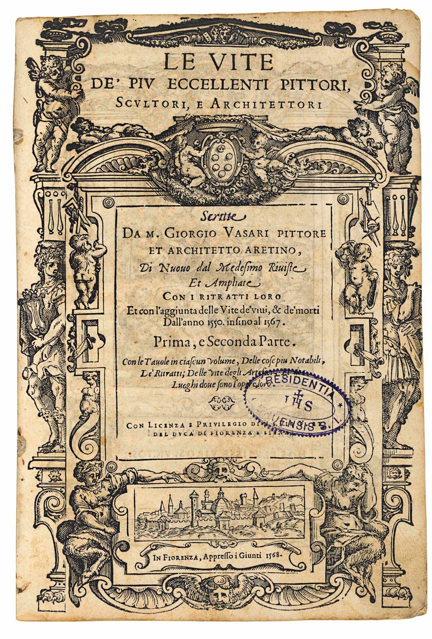 صفحة العنوان من: جورجيو فاساري ، حياة أفضل الرسامين الإيطاليين ، النحاتين ، 1568. بواسطة غير معروف